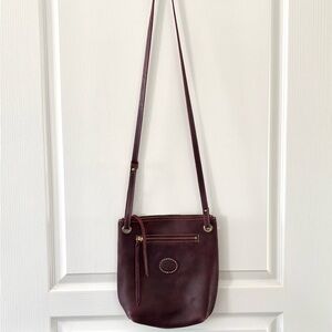 ROOTS Burgundy Leather Crossbody Bag